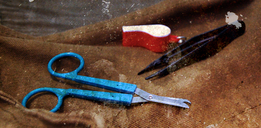 Emergengy Kit Tools A pair of scissors and tweezers