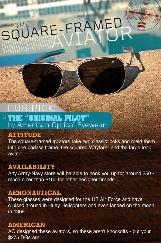 American Opitcal Original Pilot Square Framed Aviator The original pilot by american optical eyewear infographic