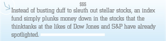 index funds inset Article quote - an index fund plunks money down in stocks