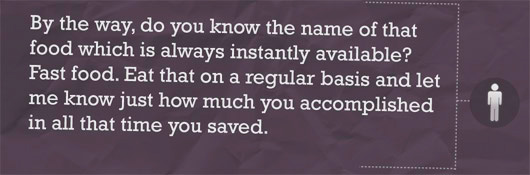 Man skills inset 2 article Text - Fast food is always available