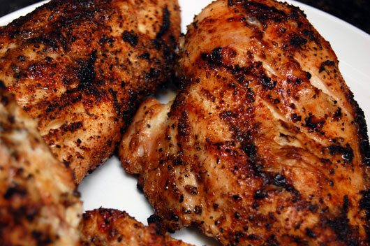 dry rub chicken A close up of a plate of food, with Chicken and Sauce