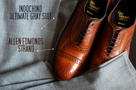 Allen Edmonds Stran Indochino Ultimate Gray Suit Allen Edmonds Strand with Indochino gray suit
