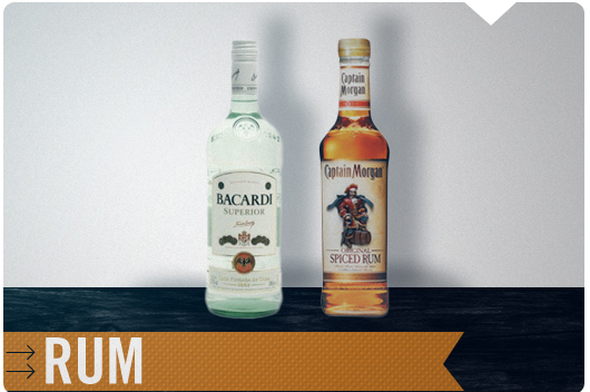 middle-shelf rum 2 bottles of rum