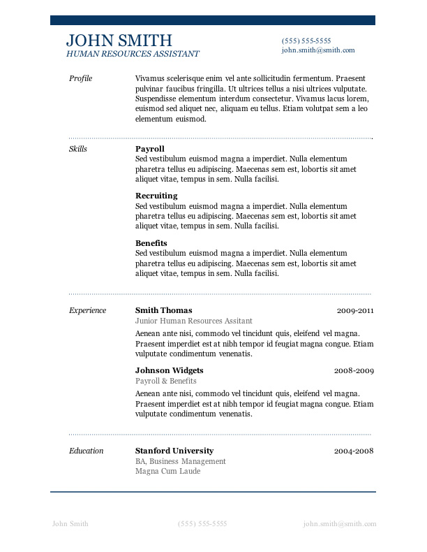 Resume Template 4 Free resume template Microsoft Word