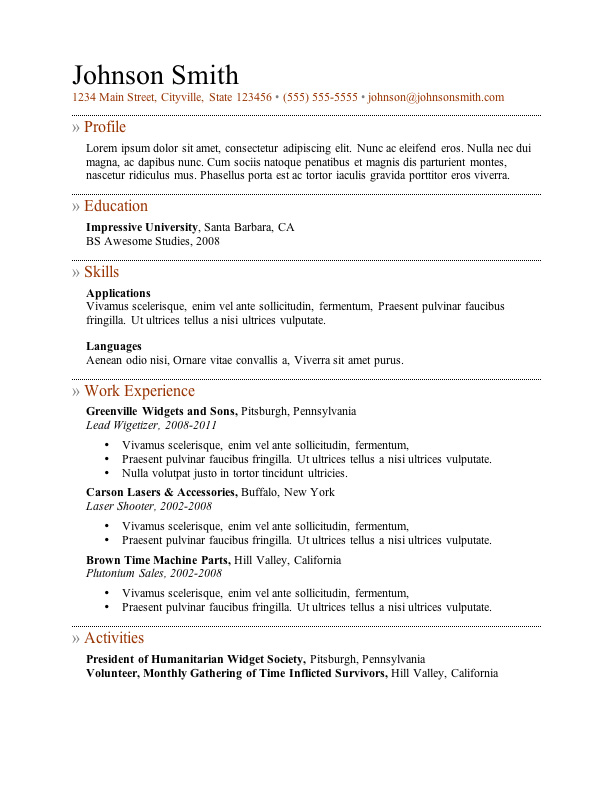 Resume Template 5 Free resume template Microsoft Word