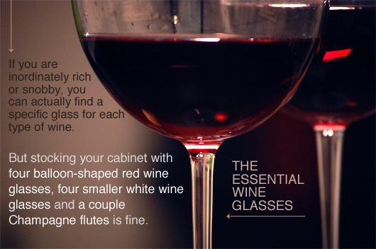 wine glasses A close up of a wine glass, with Red Wine featuring article quote about the essential wine glasses