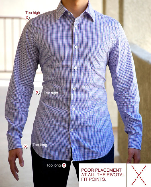 fit A button up shirt too tight and too long