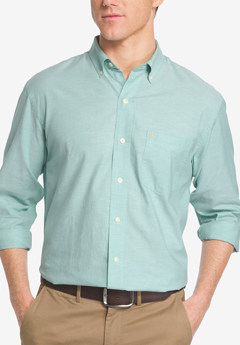 A person standing posing for the camera wearing a green shirt