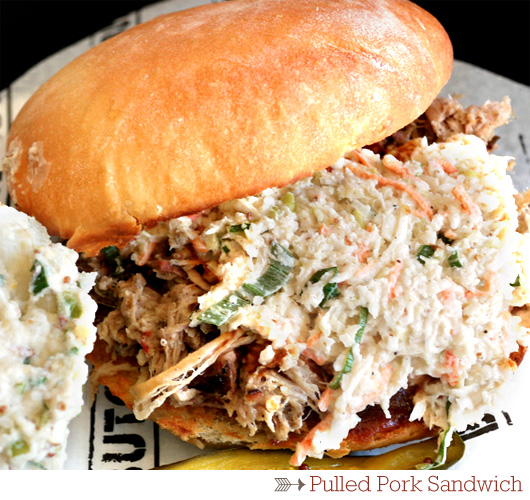 pork A close up of a sandwich