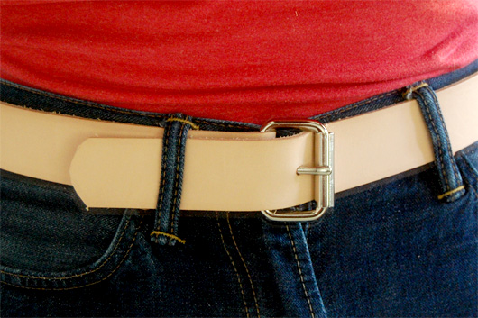 belt trim natural leather belt with silver buckle
