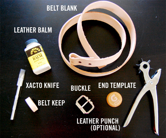 make a leather belt Items needed to make a diy belt - belt blank, buckle, keep, knife, leather balm