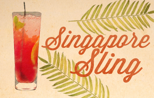 Sinapore Sling tiki cocktail recipe Singapore Sling tiki drink illustration