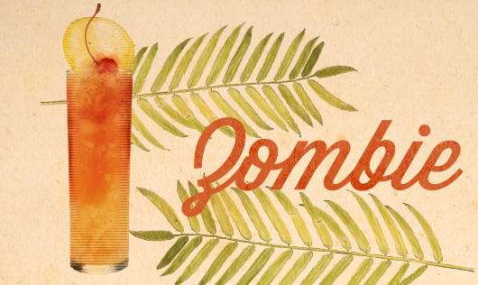 zombie cocktail tiki recipes Zombie cocktail tiki drink illustration