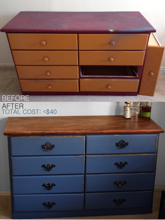 dresser 1 refinish Before and after or an old dresser redone