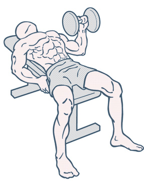 Self Spot workout Illustration of man doing one armed bench press