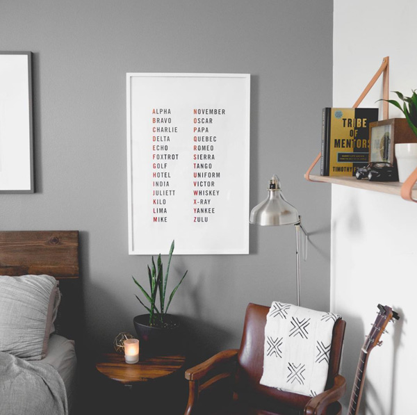 gray accent wall bedroom free art