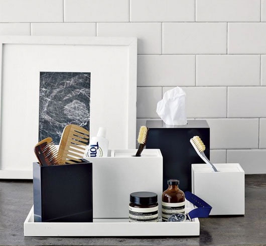 tray a white tray in a bathroom