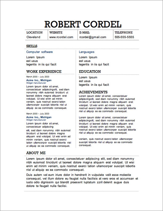 free resume template two column resume template