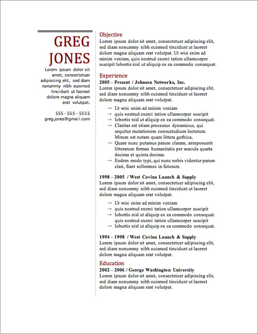 free resume template resume for microsoft word