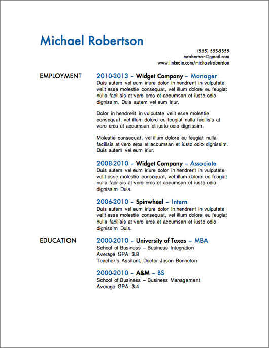 free resume template simple one page resume design