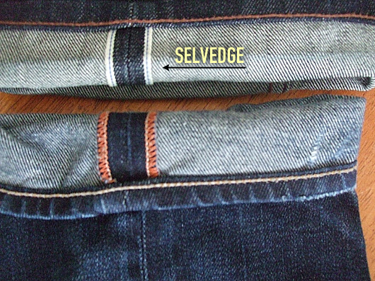 Selvedge denim Close up of selvedge denim vs regular denim