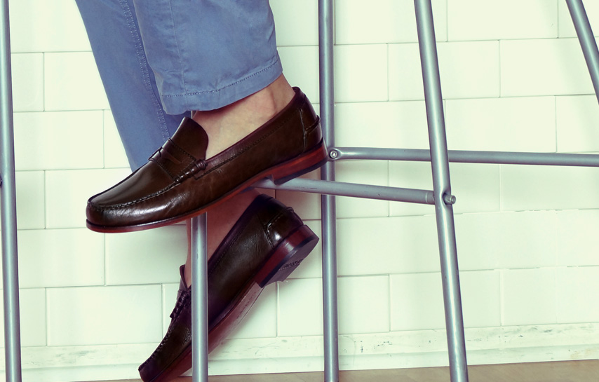 Loafers with blue pants