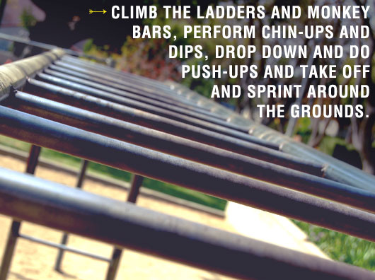 Climb the ladders and monkey bars text quote