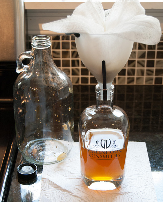 Straining homemade bitters