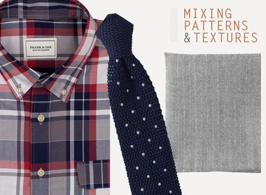 Mixing patterns and textures - shirt, tie, pocket square
