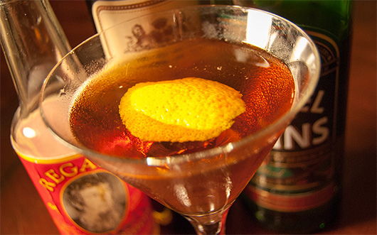 Emerald cocktail in glass