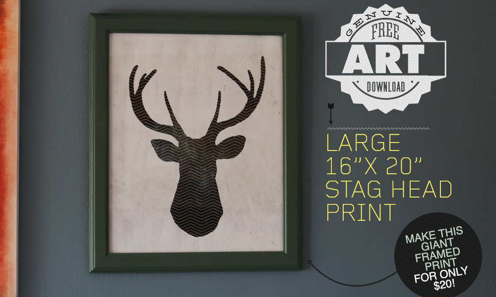 Free Art Download: Large 16″ x 20″ Stag Head Print