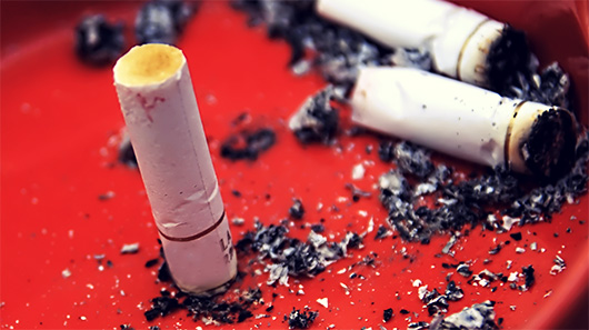 Close up of cigarette butts