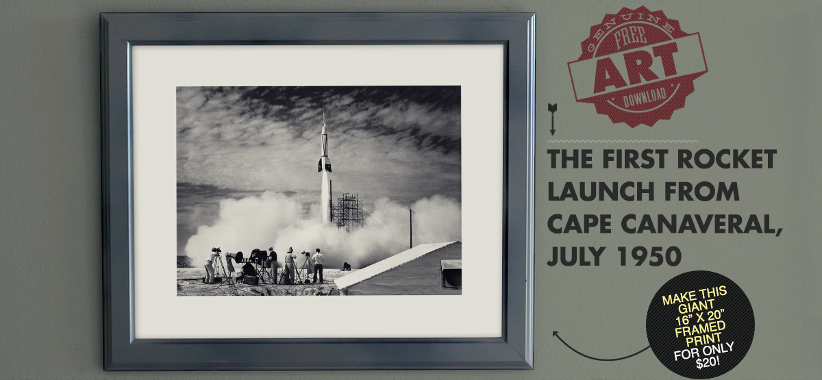 Free Art Download: The First Rocket Launch from Cape Canaveral, July 1950