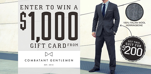 Huge! Enter to Win a $1,000 Gift Card from Combatant Gentlemen