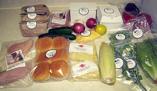 A variety of food items on a table