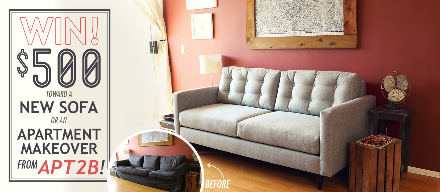 Win $500 Toward a New Sofa or Apartment Makeover from Apt2B!