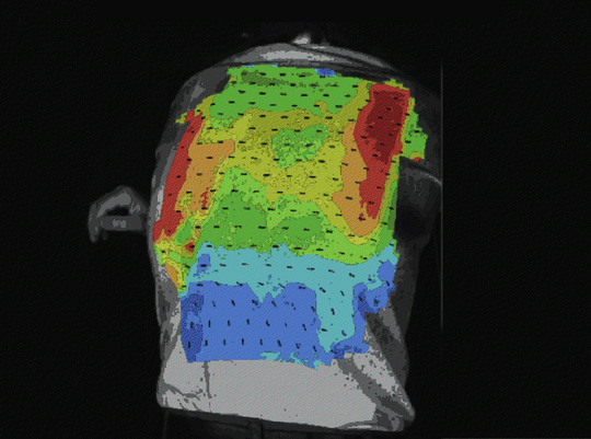 Heap map of man wearing shirt