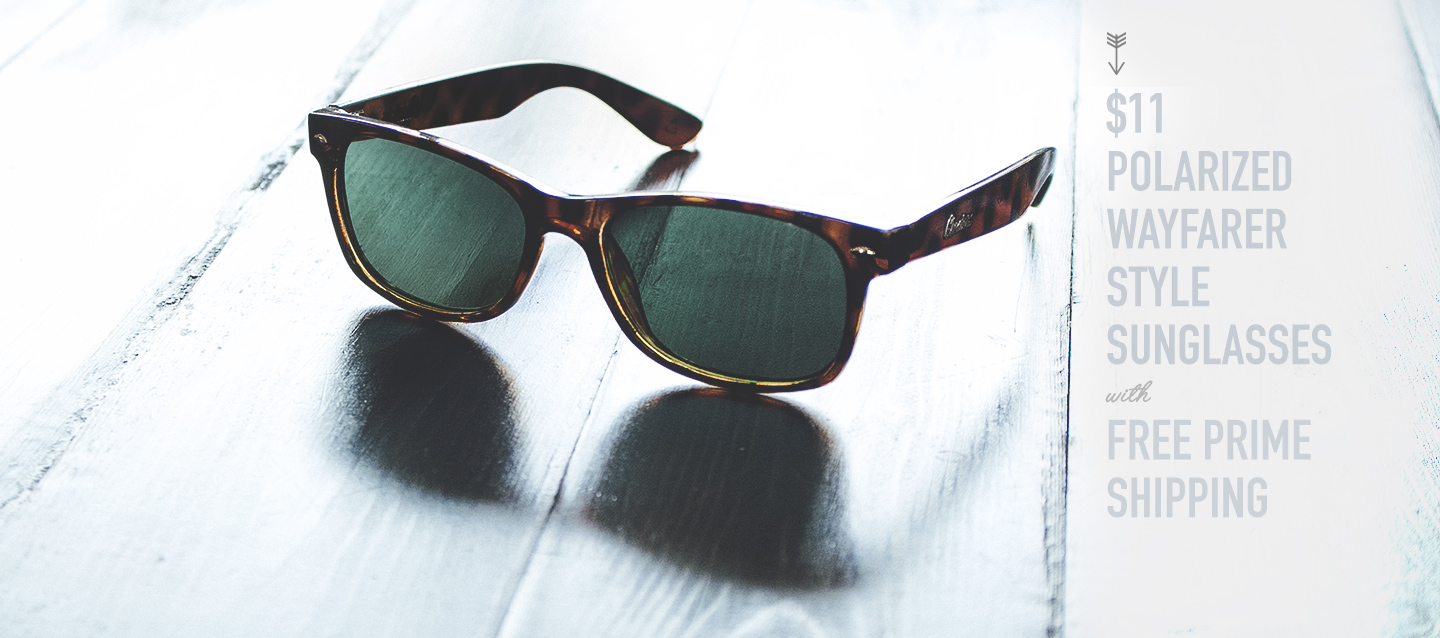 $11 Polarized Wayfarer Style Sunglasses with Free Prime Shipping