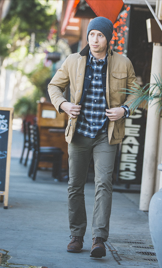 Fall Casual Style Layered Outerwear Field Jacket Trucker Jacket Chinos