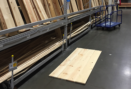 Lining up boards on floor