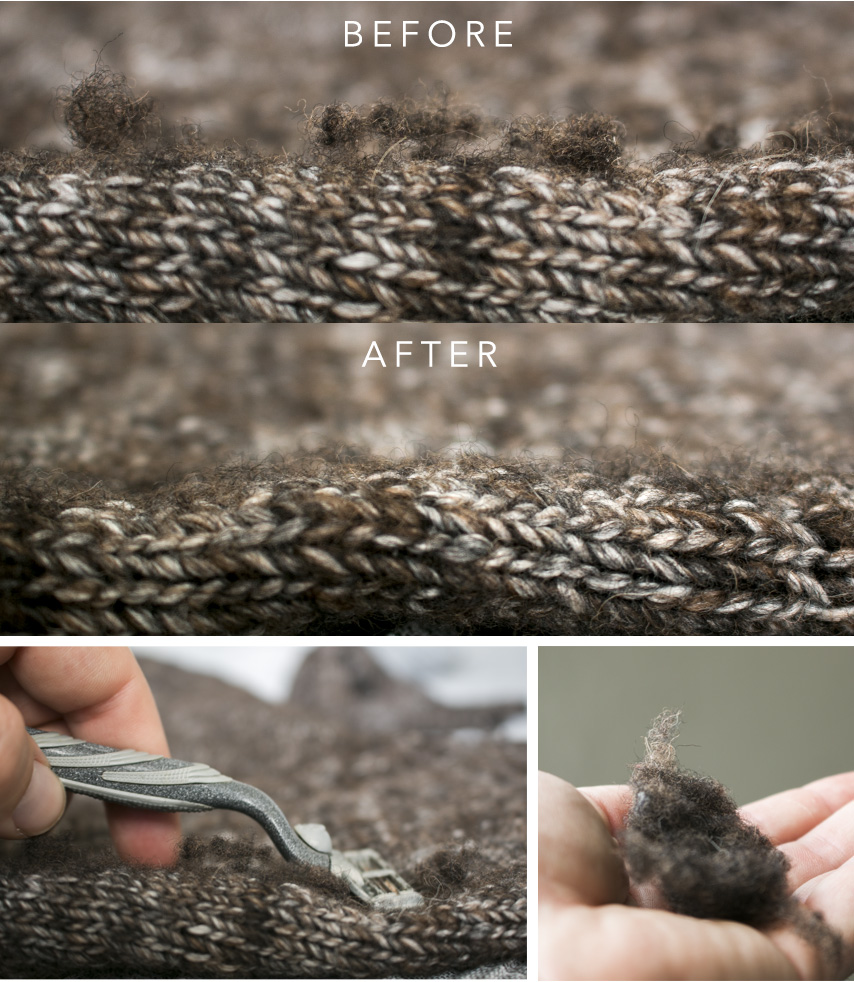 de pill sweater with razor