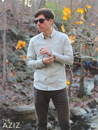 Brock McGoff wearing a gray shirt