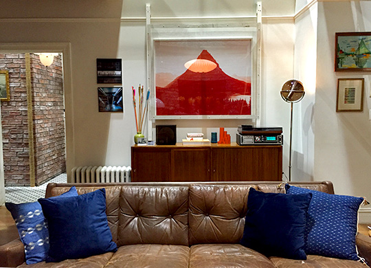 Dev's living room couch Master of None