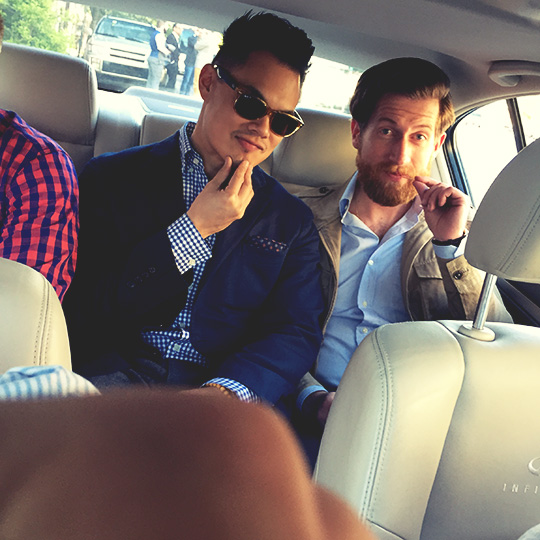 Tanner Guzy and Barron Cuadro sitting in a car