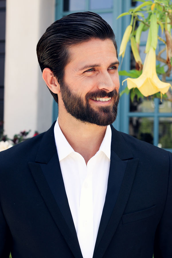 Men's slicked back hair style