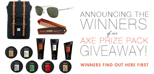 Announcing the 3 Winners of Our Axe Prize Pack Giveaway!