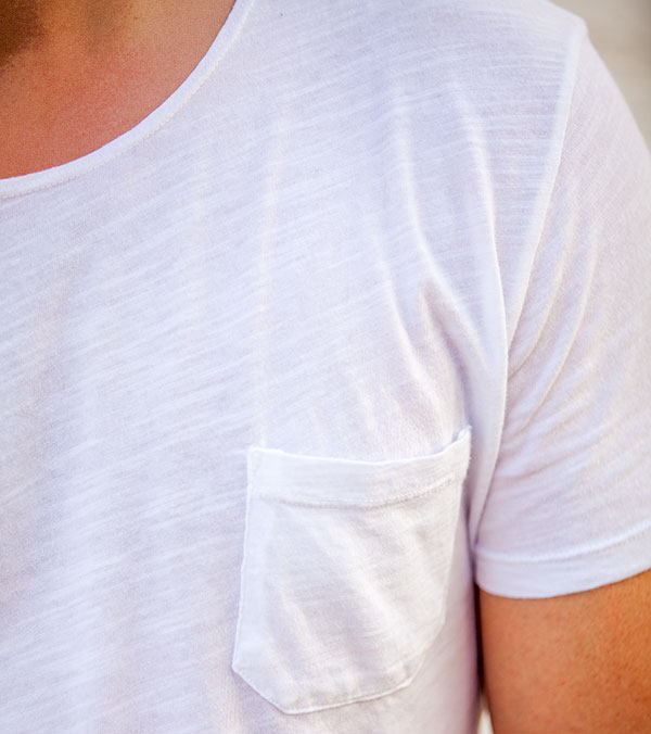 RibbedTee Scoop neck Slub Pocket Tee