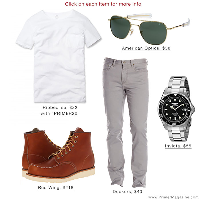 White T Shirt Outfit Red Wing Dockers