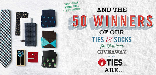 Announcing the Winners of Our Ties & Socks Giveaway with Ties.com + 70% Off Picks!