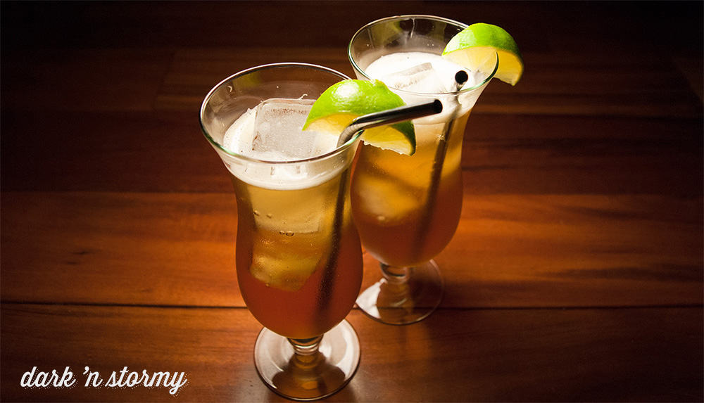 dark n stormy rum mixed drink